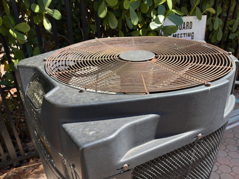 Corroded fan grill, close up